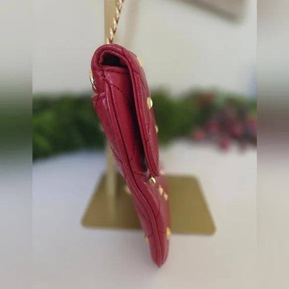 Michael Kors Sloan Quilted Leather Shoulder Bag- Red- Gold Chain Strap- Like New - Picture 10 of 16